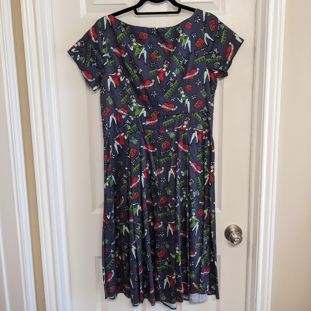 Lady V curvy sewing print retro dress - Picture 2 of 4